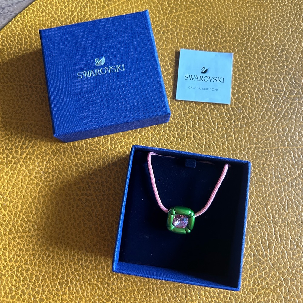 Swarovski Necklace (pink + green)